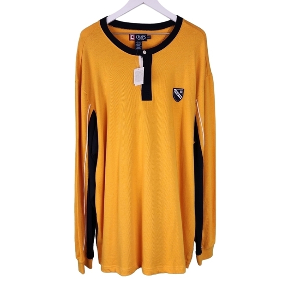 NWT Ralph Lauren Chaps Mens Yellow Henley, sz 2XLT - Picture 1 of 10